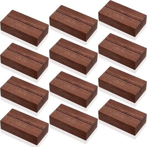 12 Pieces Wood Place Card Holders Wood Sign Table Number Stands Name Card Holder for Wedding Party Events Decoration(3 x 1.6 x 0.8 Inch,Walnut Color) in Saudi Arabia