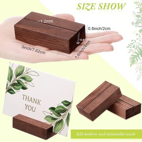 12 Pieces Wood Place Card Holders Wood Sign Table Number Stands Name Card Holder for Wedding Party Events Decoration(3 x 1.6 x 0.8 Inch,Walnut Color) in Saudi Arabia
