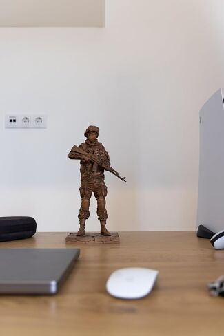 Handmade Wooden Cossack with Machine Gun Statue - Premium Beech Wood with Toner Finish, Hand-Carved Heroic Figurine, Rustic and Traditional Home Decor,Detailed Historical Art Sculpture for Living Room in Saudi Arabia