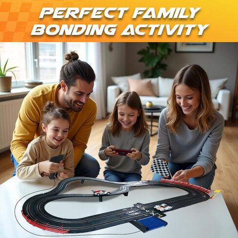Electric Slot Car Race Car Set for Kids Ages 4-8 – Dual Speed Controllers, Smooth Track Curves, Fast-Paced Action – Fun Toy for Boys & Girls Age 5+ – Complete Competitive Playset with Accessories in Saudi Arabia