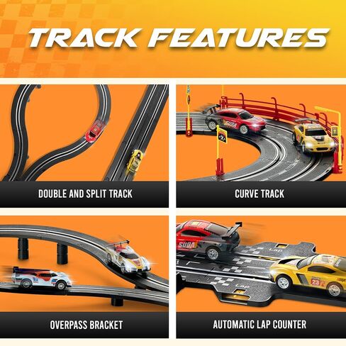Electric Slot Car Race Car Set for Kids Ages 4-8 – Dual Speed Controllers, Smooth Track Curves, Fast-Paced Action – Fun Toy for Boys & Girls Age 5+ – Complete Competitive Playset with Accessories in Saudi Arabia
