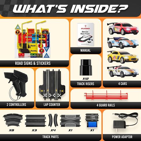 Electric Slot Car Race Car Set for Kids Ages 4-8 – Dual Speed Controllers, Smooth Track Curves, Fast-Paced Action – Fun Toy for Boys & Girls Age 5+ – Complete Competitive Playset with Accessories in Saudi Arabia