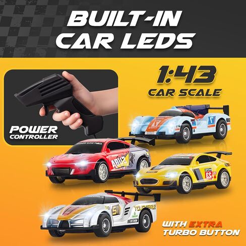Electric Slot Car Race Car Set for Kids Ages 4-8 – Dual Speed Controllers, Smooth Track Curves, Fast-Paced Action – Fun Toy for Boys & Girls Age 5+ – Complete Competitive Playset with Accessories in Saudi Arabia