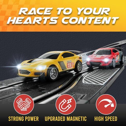 Electric Slot Car Race Car Set for Kids Ages 4-8 – Dual Speed Controllers, Smooth Track Curves, Fast-Paced Action – Fun Toy for Boys & Girls Age 5+ – Complete Competitive Playset with Accessories in Saudi Arabia