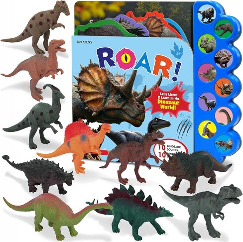 Safari Animals Figures Toys with Sound Books, 10PCS Realistic Jungle Animals Figures & Safari Animals Book with 10 Buttons, Zoo Animal Toys, Learning Toys for 3+ Year Old Boys, Girls, Kids in Saudi Arabia