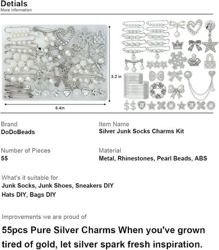 DoDoBeads 335 Pcs Junk Socks Charms Kit with Letter Beads, Gold Charms for Socks, Brooches and Pins for Women, Charms for Socks Safety Pin, Junk Charms, Pearl Sock Charms, Rhinestone Junk Socks Charms in Saudi Arabia