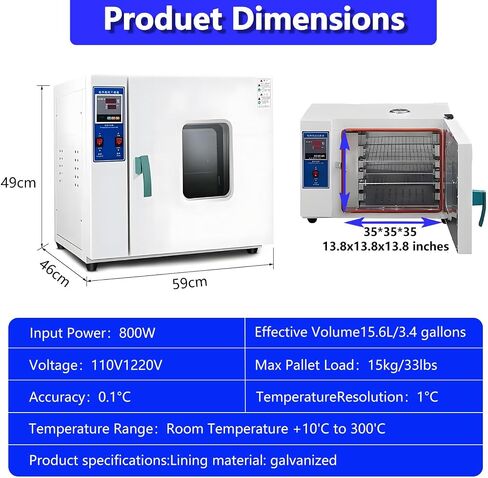 Constant-Temperature Blast Oven,15L/40L Laboratory Vacuum Drying Oven,Intelligent Digital Display with Temperature Control & Timer,for Drying of Items 40L in Kuwait