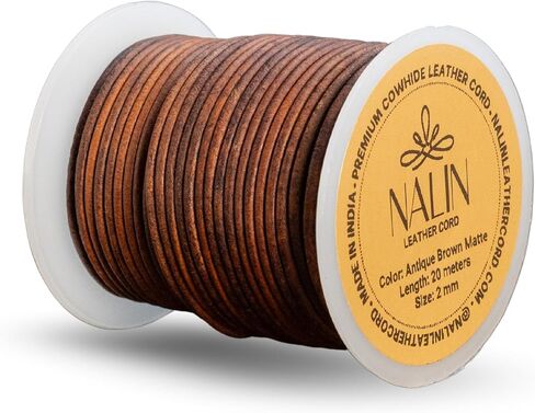 Real/Genuine Round Leather Cord for Jewelry Making, Leather Strips & Strings for Necklaces, Bracelets, Braiding, Crafts – Matte Finish (Black, 2 mm) in Kuwait