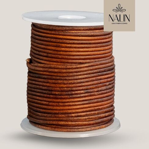 Real/Genuine Round Leather Cord for Jewelry Making, Leather Strips & Strings for Necklaces, Bracelets, Braiding, Crafts – Matte Finish (Black, 2 mm) in Kuwait