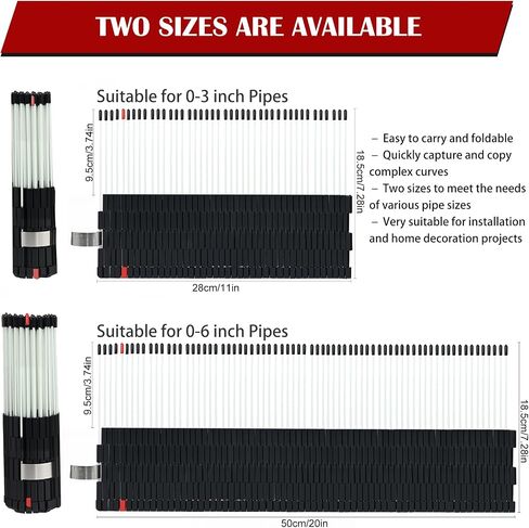 Multi Surface Pipe Profiling Tool, Pipe Cutting Template Multi Functional Shape Duplicator for Tiles, Floors DIY Pro Plumbing Fiberglass Material (20") in Saudi Arabia