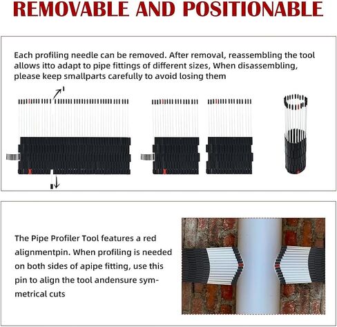 Multi Surface Pipe Profiling Tool, Pipe Cutting Template Multi Functional Shape Duplicator for Tiles, Floors DIY Pro Plumbing Fiberglass Material (20") in Saudi Arabia