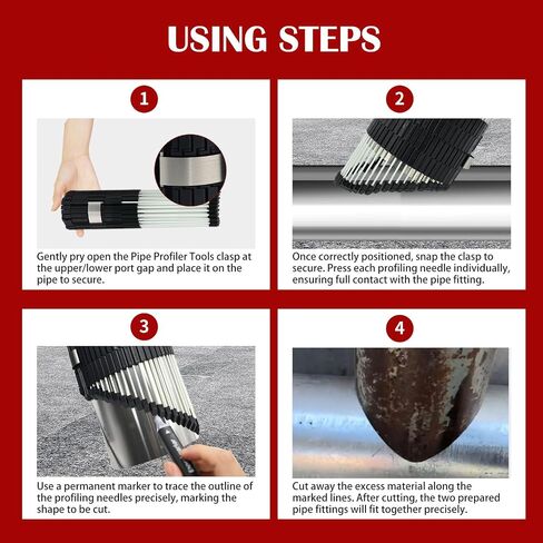 Multi Surface Pipe Profiling Tool, Pipe Cutting Template Multi Functional Shape Duplicator for Tiles, Floors DIY Pro Plumbing Fiberglass Material (20") in Saudi Arabia