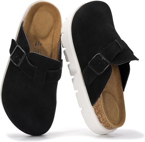 Project Cloud Genuine Leather Clogs for Women - Memory Foam Arch Support Women Footwear Womens Casual Shoes, Non-Slip Platform Clogs Mules for Women 2024 - Women Shoes (Benton Chunky) in Kuwait