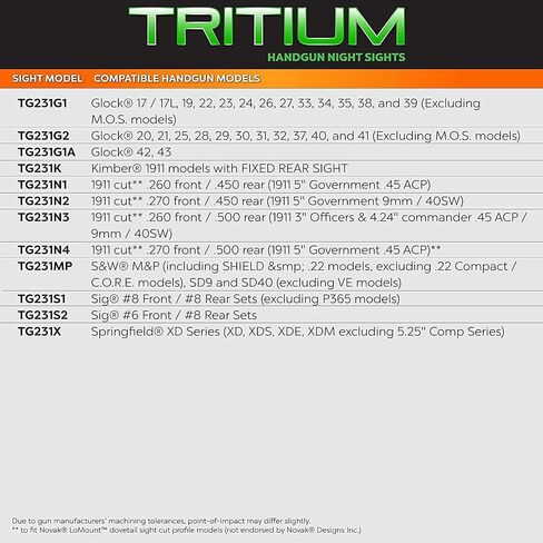 TRUGLO التريتيوم مسدس البصر | مشاهد ليلية أمامية وخلفية عالية الوضوح مع نقاط بيضاء في ضوء النهار ونقاط تريتيوم منخفضة الإضاءة، متوافقة مع مسدسات غلوك in Kuwait