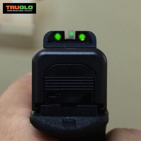 TRUGLO التريتيوم مسدس البصر | مشاهد ليلية أمامية وخلفية عالية الوضوح مع نقاط بيضاء في ضوء النهار ونقاط تريتيوم منخفضة الإضاءة، متوافقة مع مسدسات غلوك in Kuwait