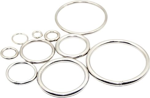 60pcs 5 أحجام معدنية فضية O Rings متعددة الأغراض 304 حلقة من الفولاذ المقاوم للصدأ لأكياس الأجهزة أحزمة الكلاب DIY Macrame Craft Supplies in Kuwait