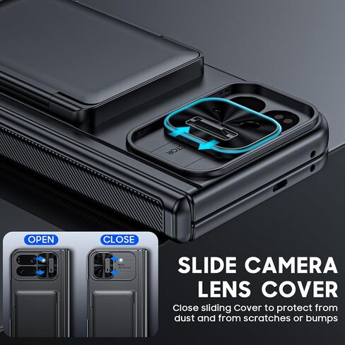 بالنسبة إلى Galaxy Z Fold 6 Case مع حامل البطاقة ، وحالة محفظة حظر RFID ، وغطاء كاميرا الشريحة ، وحماية المفصلات ، وحامي الشاشة الأمامية ، وحماية مكافحة الصدمات الكاملة للجسم لـ Z Fold 6-Dark in Saudi Arabia