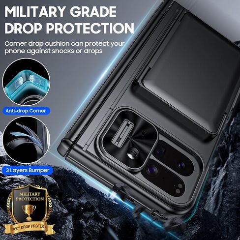 بالنسبة إلى Galaxy Z Fold 6 Case مع حامل البطاقة ، وحالة محفظة حظر RFID ، وغطاء كاميرا الشريحة ، وحماية المفصلات ، وحامي الشاشة الأمامية ، وحماية مكافحة الصدمات الكاملة للجسم لـ Z Fold 6-Dark in Saudi Arabia