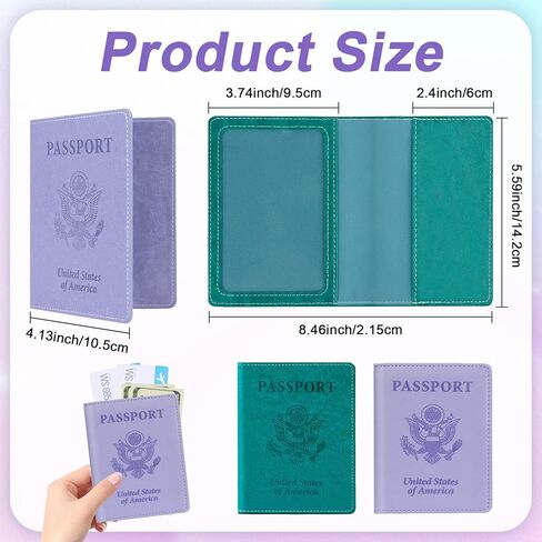 Passport Holder for Travel, 2 PCS Passport Holder, Travel Passport Holders Must Haves for Women Men, Pink and Purple Passport Cover Passport Wallet Case Holders for Travel Cruise Ship Essentials Gifts in Kuwait