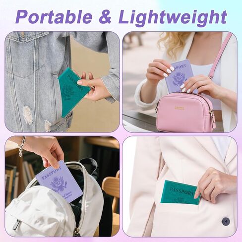 Passport Holder for Travel, 2 PCS Passport Holder, Travel Passport Holders Must Haves for Women Men, Pink and Purple Passport Cover Passport Wallet Case Holders for Travel Cruise Ship Essentials Gifts in Kuwait