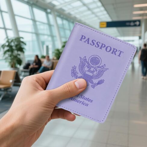 Passport Holder for Travel, 2 PCS Passport Holder, Travel Passport Holders Must Haves for Women Men, Pink and Purple Passport Cover Passport Wallet Case Holders for Travel Cruise Ship Essentials Gifts in Kuwait