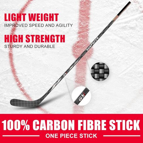 GY Ice Hockey Stick Senior Professional 100% Carbon Fibre Hockey Stick Adult 66"" Length, Shaft Woven UD 24K / Fle 75 in Saudi Arabia