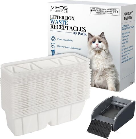 20-Pack Disposable Litter Box Waste Receptacles Compatible with Littermaid Waste Receptacles Fits 1St/2nd Edition Automatic Cat Litter Box, Come with 20pcs Liners & 20pcs Carbon Filters in Kuwait