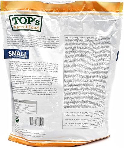 Top's Parrot Food Bird Beallets for Small Hookbills - Non GMO ، Peanut Soy & Corn Free ، USDA Organic Certified (10 £) in Kuwait