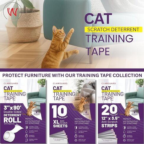 CLAWGUARD Bundle Pack – Dog Scratch Protection Tape Single-Sided 10 Pack Sheets and Cat Training Tape Anti Scratch Cat Deterrent Double-Sided 10 Pack Sheets. Dog & Cat Furniture Protector Pack in Saudi Arabia