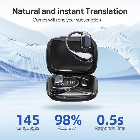 AI Language Translator Earbuds,Translator Earbuds Real Time with APP Compatible with iOS & Android,144-Language& Accents, Translation Device for Travel Business Learning, White in Saudi Arabia