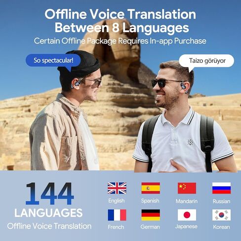 AI Language Translator Earbuds,Translator Earbuds Real Time with APP Compatible with iOS & Android,144-Language& Accents, Translation Device for Travel Business Learning, White in Saudi Arabia