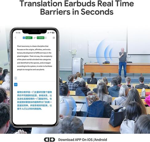 AI Language Translator Earbuds,Translator Earbuds Real Time with APP Compatible with iOS & Android,144-Language& Accents, Translation Device for Travel Business Learning, White in Saudi Arabia