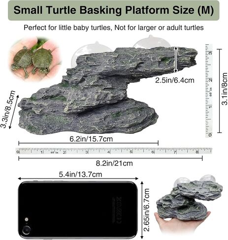 Kathson Turtle Basking Platform Baby Tortoise Climbing Ramp Shale reptiles Dock Resting Terrace Stone Aquarium Ornament Rock Rock Decoration for Frogs Newts (متوسط ​​الحجم: 8.2 "LX3.3" WX3.1 "H) in Kuwait