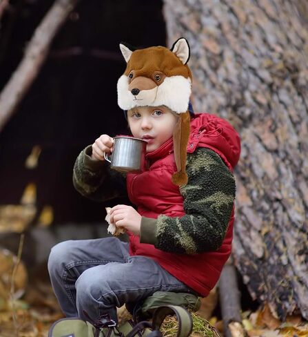 DolliBu Plush Novelty Hat - Super Soft Stuffed Animal Hat with Ear Flaps, Warm Fleece Beanie for Kids, Teens, Adults - One Size in Kuwait