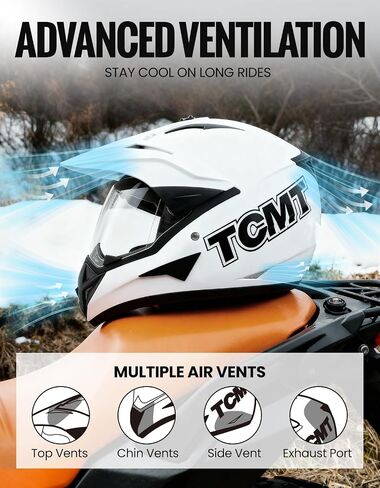 TCMT Unisex-Adult Motorcycle Full Face Off Road Helmet Dirt Bike Motocross ATV Mountain Bike MX Helmet DOT Approved in Saudi Arabia