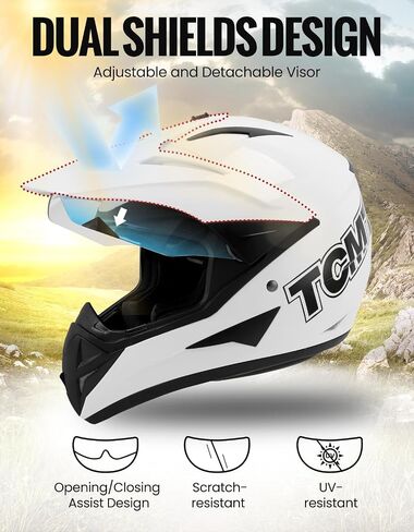 TCMT Unisex-Adult Motorcycle Full Face Off Road Helmet Dirt Bike Motocross ATV Mountain Bike MX Helmet DOT Approved in Saudi Arabia