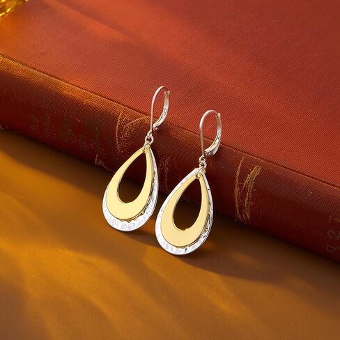 925 Sterling Silver Teardrop Dangle Earrings for Women Hammered Layer Drop Dangle Earrings Jewelry Hypoallergenic Boho Teardrop Leverback Dangle Earings for Jewelry Gifts in Saudi Arabia