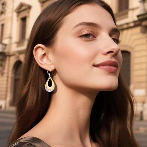 925 Sterling Silver Teardrop Dangle Earrings for Women Hammered Layer Drop Dangle Earrings Jewelry Hypoallergenic Boho Teardrop Leverback Dangle Earings for Jewelry Gifts in Saudi Arabia