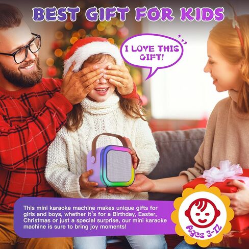 Mini Karaoke Machine for Kids,Haomuren,Portable Bluetooth Singing Speaker with 2 Wireless Microphones,Birthday Gifts Toys little Girls for 3,4,5,6,7,8,9,10,11,12 Years Old Toddler Karaoke Machine,Pink in Saudi Arabia