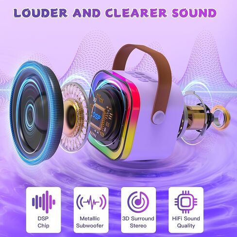 Mini Karaoke Machine for Kids,Haomuren,Portable Bluetooth Singing Speaker with 2 Wireless Microphones,Birthday Gifts Toys little Girls for 3,4,5,6,7,8,9,10,11,12 Years Old Toddler Karaoke Machine,Pink in Saudi Arabia