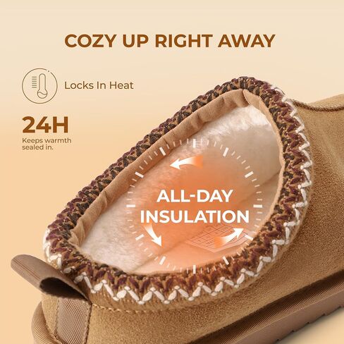 DREAM PAIRS Men's Fuzzy Cozy Slippers Genuine Suede Indoor Outdoor Home Comfy Winter Cute Warm Memory Foam Furry Shoes in Saudi Arabia