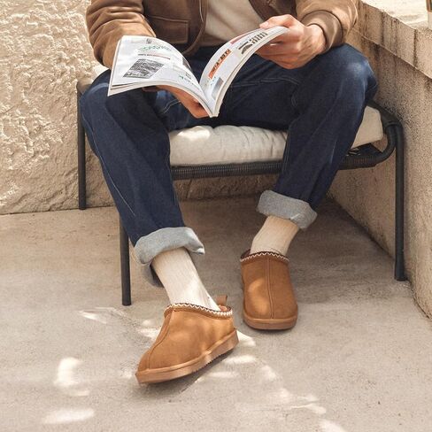 DREAM PAIRS Men's Fuzzy Cozy Slippers Genuine Suede Indoor Outdoor Home Comfy Winter Cute Warm Memory Foam Furry Shoes in Saudi Arabia