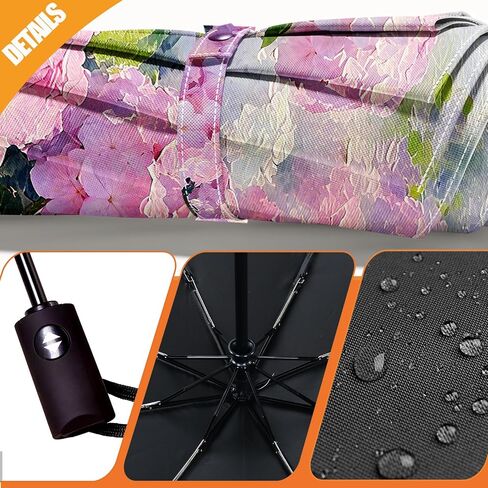 Small Travel Compact Windproof Automatic Folding Umbrella for Rain and Wind, Portable UV Shade Sun Umbrella for Women in Saudi Arabia