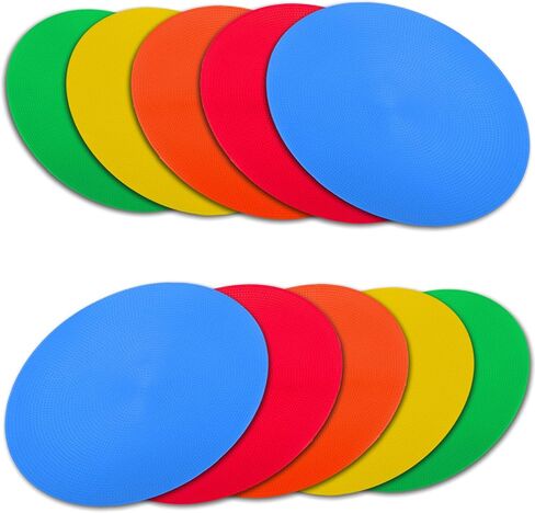 9 Inch Colored Poly Spot Marker 12 Pcs, Non-Slip Rubber Agility Markers Flat Field Cones Floor Dots for Football, Basketball Training Markers, Dance Practice and Drills with Flat Cones Points in Kuwait