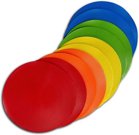 9 Inch Colored Poly Spot Marker 12 Pcs, Non-Slip Rubber Agility Markers Flat Field Cones Floor Dots for Football, Basketball Training Markers, Dance Practice and Drills with Flat Cones Points in Kuwait
