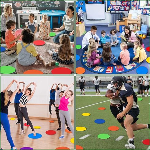 9 Inch Colored Poly Spot Marker 12 Pcs, Non-Slip Rubber Agility Markers Flat Field Cones Floor Dots for Football, Basketball Training Markers, Dance Practice and Drills with Flat Cones Points in Kuwait