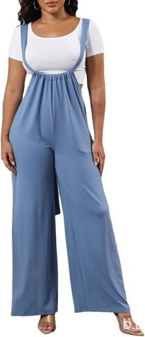 بذلة نسائية كاجوال بدون أكمام من ECHOINE، بنطال واسع الساق وحزام قابل للتعديل مع جيوب in Kuwait