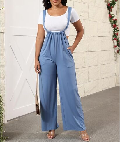 بذلة نسائية كاجوال بدون أكمام من ECHOINE، بنطال واسع الساق وحزام قابل للتعديل مع جيوب in Kuwait