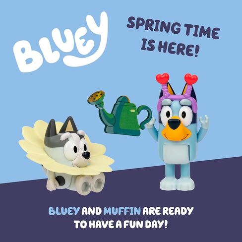 Bluey Figure 2-Pack - Surprise Blaster Suit Pack, 2.5 inch / 6.35 cm Figures of Bluey and Neighbor Chucky, Recreate Favorite Moments from The Bluey Episode - Surprise in Saudi Arabia