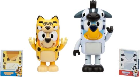 Bluey Figure 2-Pack - Surprise Blaster Suit Pack, 2.5 inch / 6.35 cm Figures of Bluey and Neighbor Chucky, Recreate Favorite Moments from The Bluey Episode - Surprise in Saudi Arabia